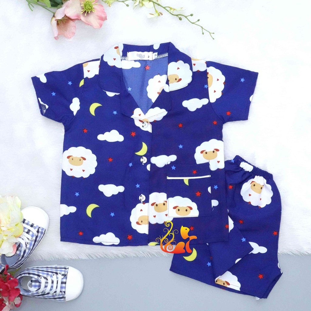 Đồ Mặc Nhà &quot;Cừu - Trăng Sao&quot; Pijama Kate Thái - Cho Bé 8 - 38kg.