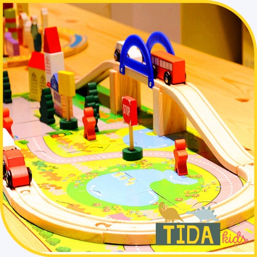 Đồ Chơi Gỗ ❤ Freeship ❤ Đồ Chơi Thông Minh Lắp Ghép Mô Hình Giao Thông Rail Overpass ❤ Freeship ❤ TiDa Kids Shop