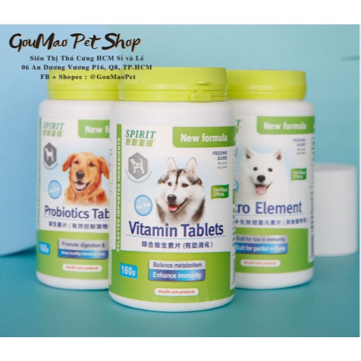 [Rẻ vô địch] 1 viên Canxi/Vitamin/Khoáng/Dưỡng lông bổ sung dinh dưỡng, kích thích ăn uống cho chó mèo chính hãng Spirit