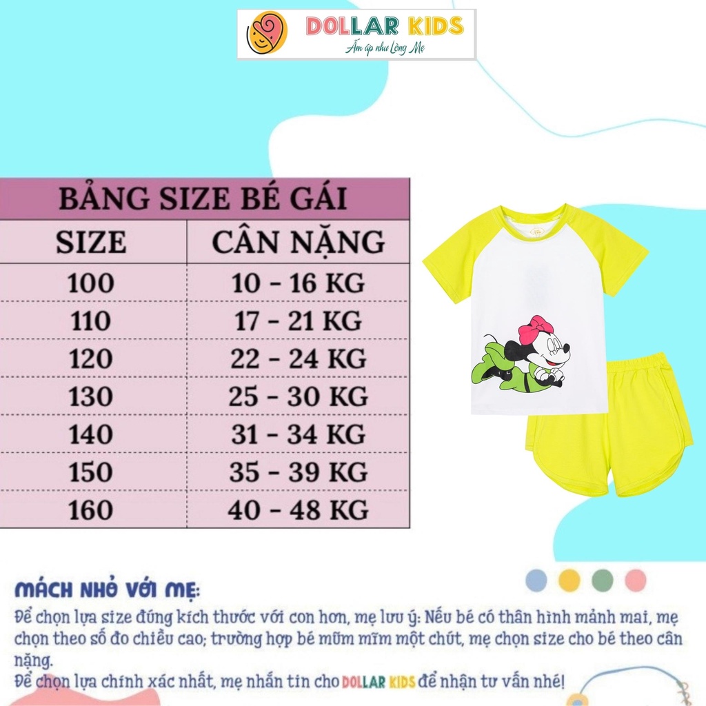 Đồ Bộ Dollarkids Cho Bé Gái Từ 3 Tuổi Đến 12 Tuổi Vải 100%Cotton Co Giãn Thoáng Mát