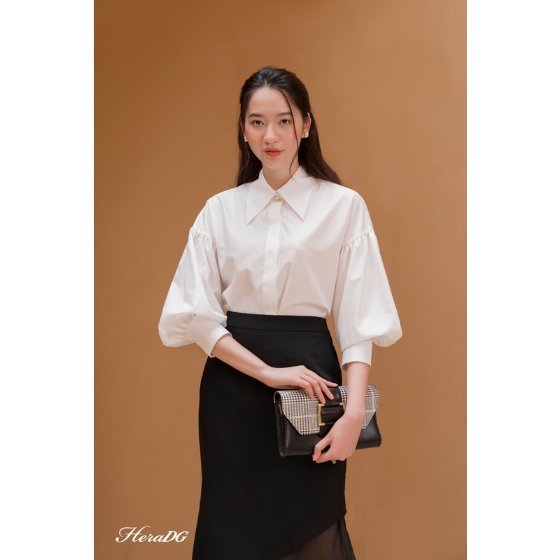 Áo Sơ Mi Nữ Thiết Kế Cổ Đức Bản To Tay Bồng HeraDG - SASBA018