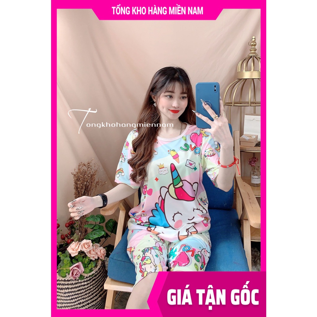 Đồ bộ thun lửng cho bé mặc nhà size đến 70kg chất thun mềm mát in hình Ngựa Pony Hoạt Hình dễ thương DBRBL FULL SIZE