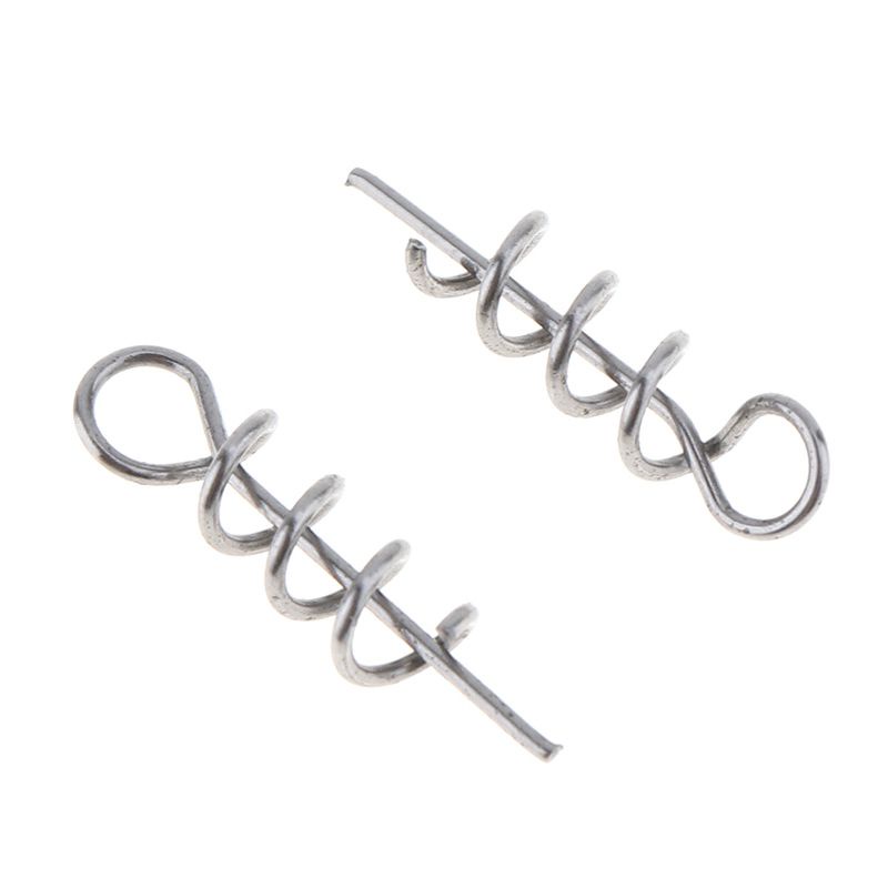Bộ 100 chốt cố định trung tâm lưỡi câu cá dạng xoắn lò xo dành cho mồi mềm mồi trùn quế