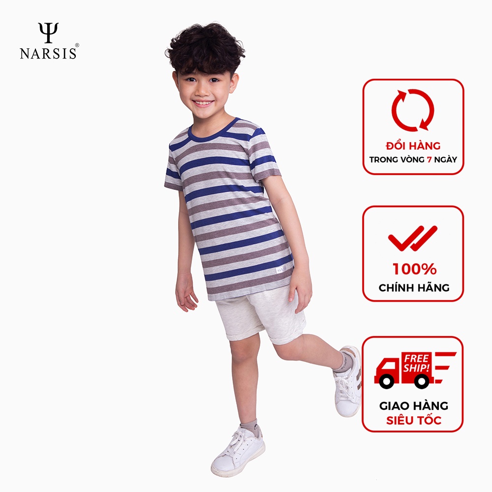 Bộ cộc tay bé trai vải cotton Narsis KE0002 ngắn tay thấm hút mồ hôi tốt