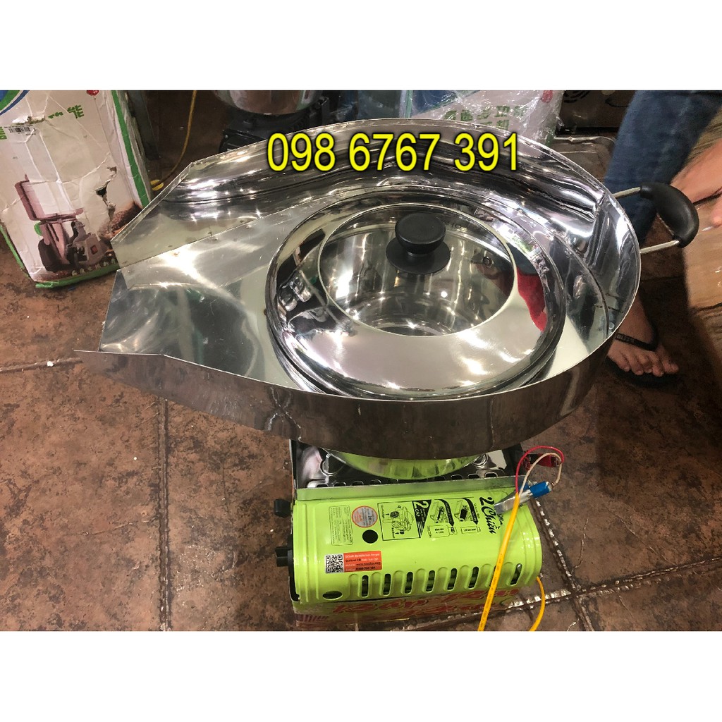 Máy nổ bắp rang bơ công nghiệp, Máy làm bỏng ngô, nồi có máng, cỡ lớn nhất 28cm