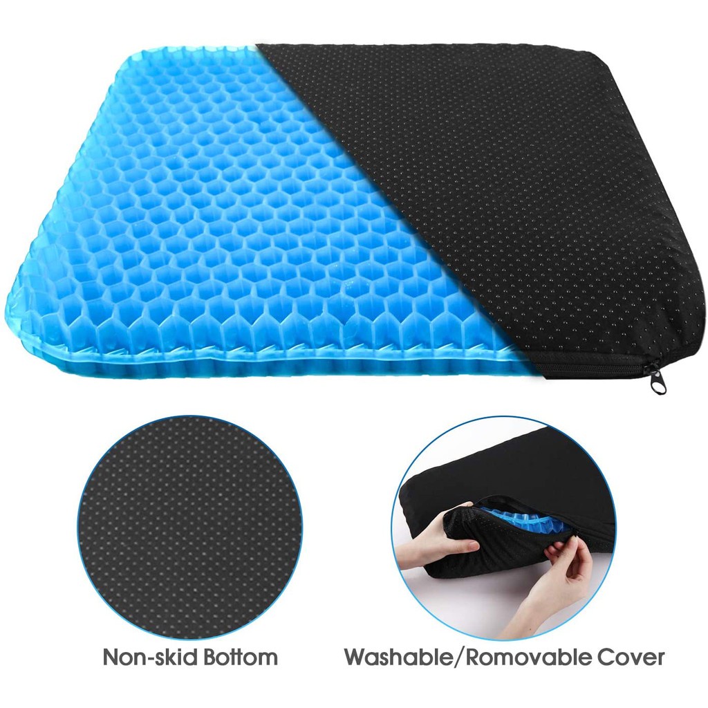 Đệm Silicon - Đệm Ngồi 3D 2 Lớp Êm Ái Dễ Chịu, Đệm Kê Mông Gel Tổ Ong Lót Ghế Ngồi Văn Phòng, Làm Việc,Ghế Trên Ô Tô...