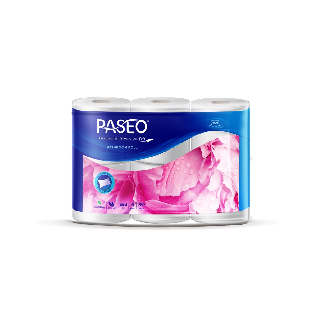 Giấy vệ sinh cao cấp Paseo 6 cuộn 3 lớp siêu mềm mịn