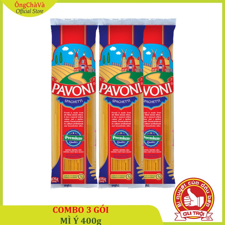Combo Tiết kiệm: 3 gói Mì Ý Pavoni 400gr