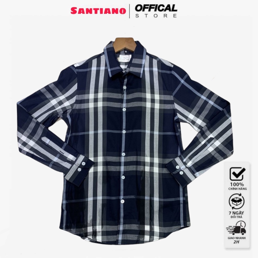 Áo sơ mi kẻ bbr tay dài vải cotton , bbr kẻ nhỏ mầu tím than