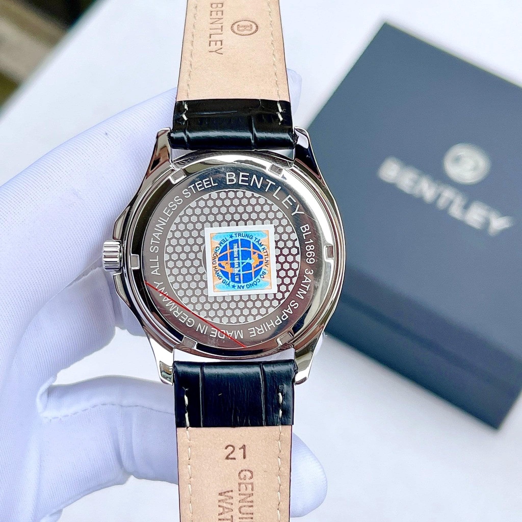 Đồng hồ cặp đôi cao cấp Bentley Nautilus BL1869 dây da, vành trơn chính hãng - Giá 1 chiếc