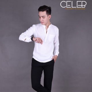 Áo sơ mi trắng cổ trụ cho nam