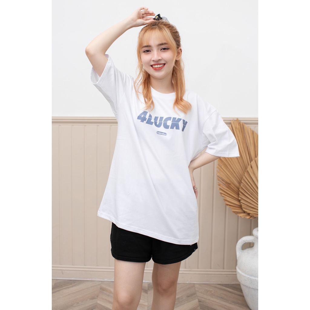 Áo form rộng Unisex 4lucky 6022, Chất cotton 100%, 2 chiều dày, mềm