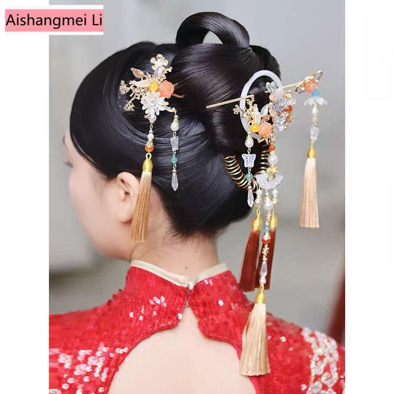 [Aishang Xinh Đẹp] Trâm Cài Tóc Phối Tua Rua Phong Cách Trung Hoa Cổ Điển Phụ Kiện Đám Cưới Đính Hôn Ouzi Cho Nữ