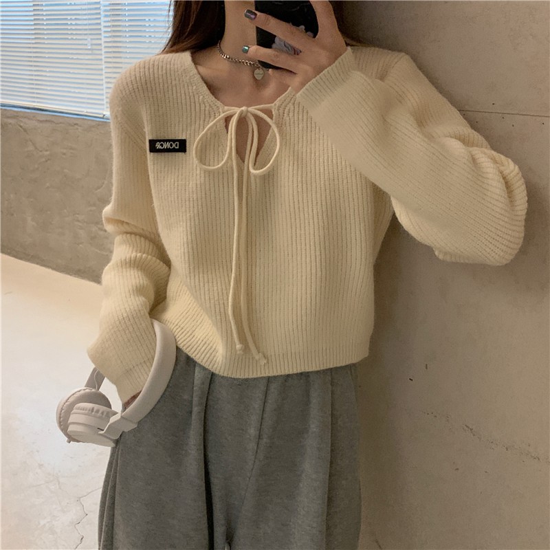 Áo Sweater Tay Dài Dáng Rộng Thời Trang Xinh Xắn Cho Nữ