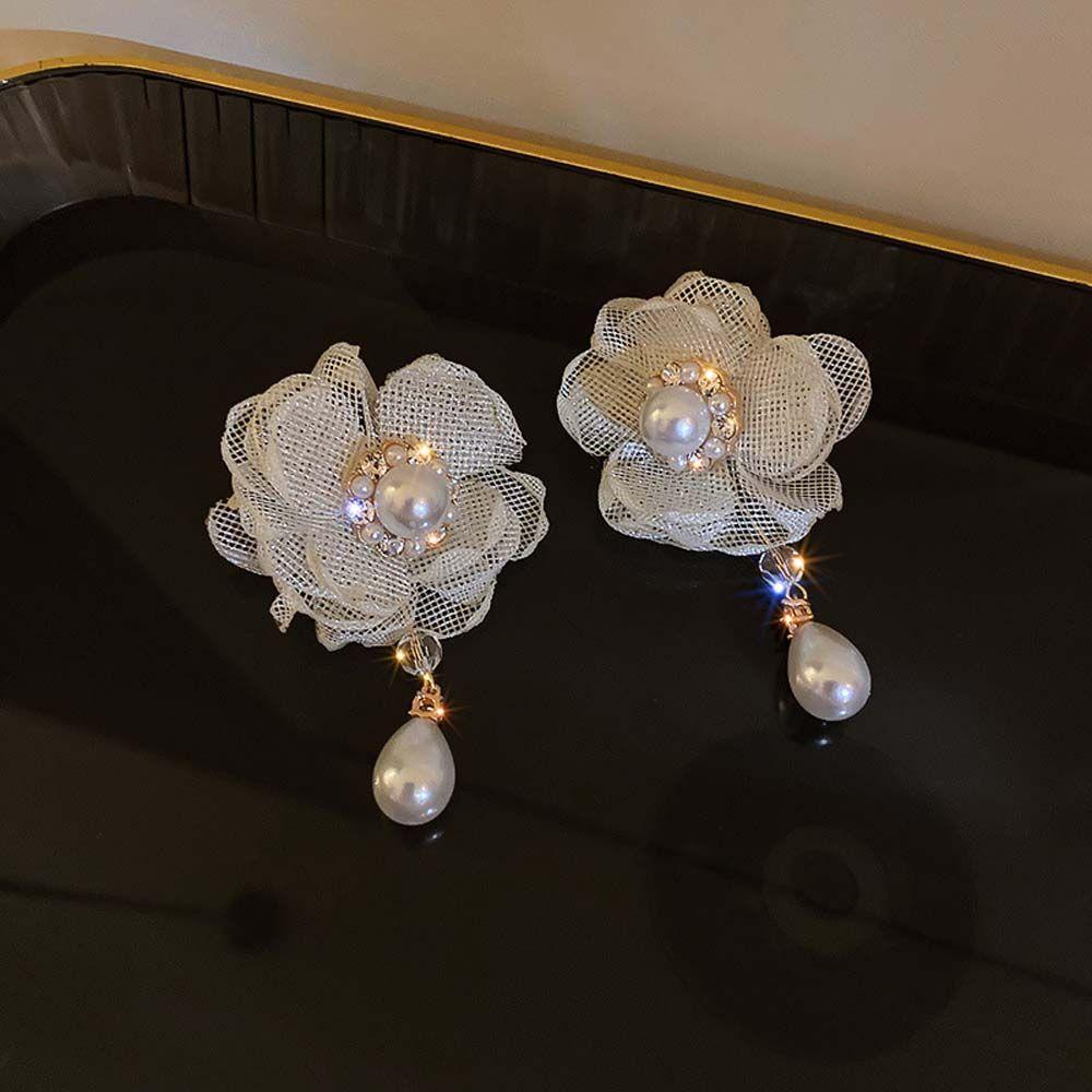 JARRED Bông Tai Tua Rua Dáng Dài Họa Tiết Hình Học Phối Ren Hoa Xinh Xắn Thời Trang Cho Nữ