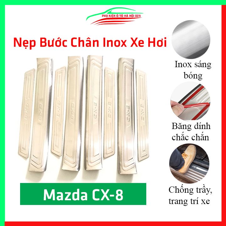 Bộ nẹp bước chân inox ô tô Mazda CX8 chống trầy làm đẹp ô tô