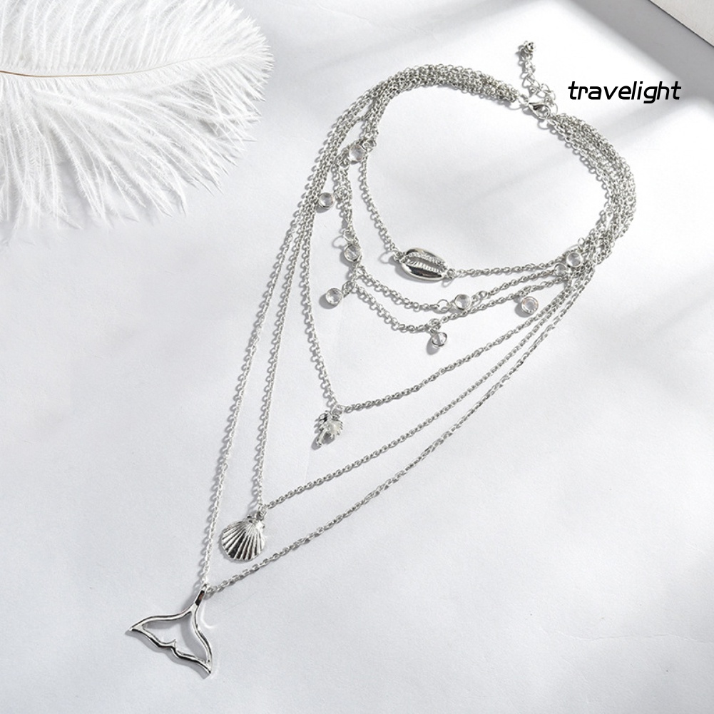 Vòng Cổ Choker Nhiều Lớp Hình Vỏ Dừa/Cá/Sao Biển Cho Nữ