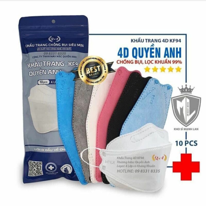 KHẨU TRANG KF94 QUYỀN ANH 300 CÁI MIX MÀU XANH ,XÁM ,TRẮNG / SANG ,XỊN ,MỊN,KHÔNG XÙ ,ÔM KHÍT / CHỐNG GIỌT BẮN CỰC TỐT