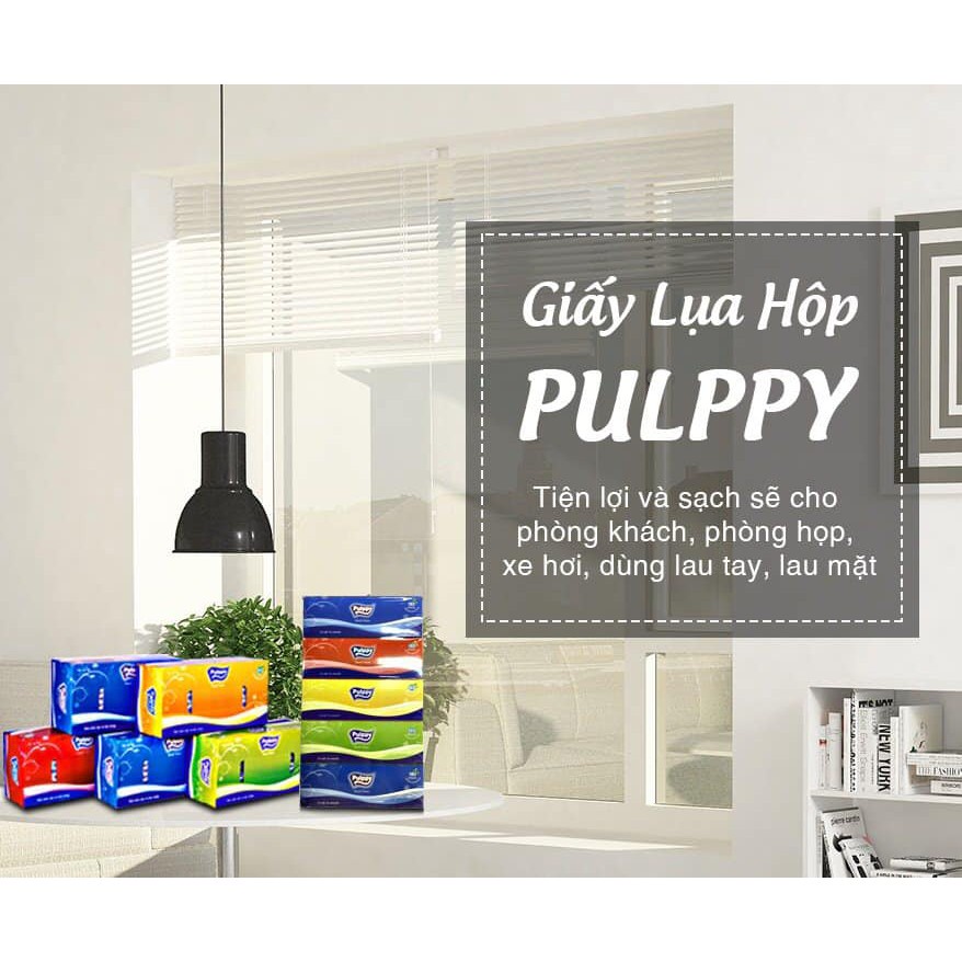 Khăn giấy pulppy siêu mịn, siêu dai hộp 180 tờ x lốc 5 hộp