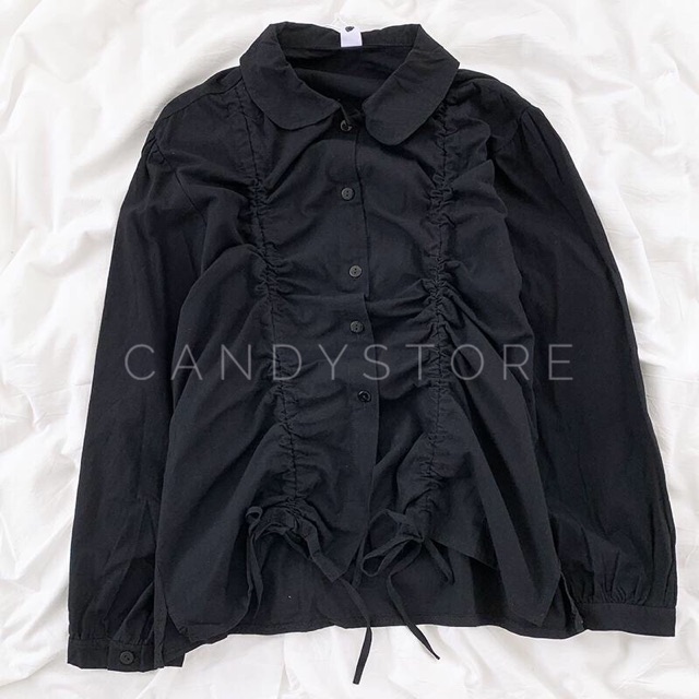 Áo sơmi nhún dây cổ sen