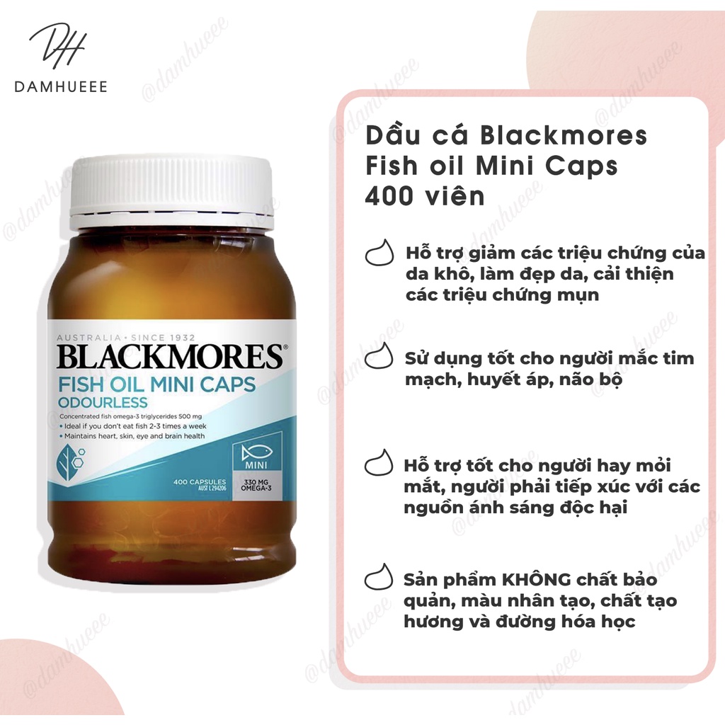 Dầu cá tốt cho mắt và não Blackmores 400 viên