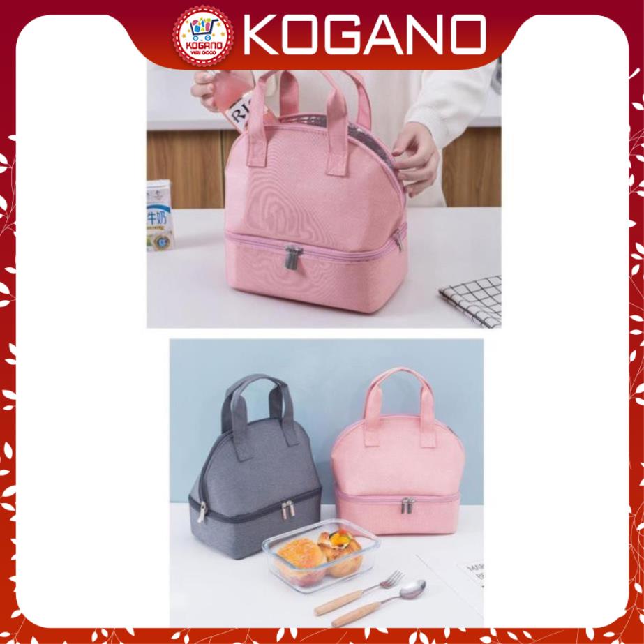 Túi giữ nhiệt KOGANO túi đựng hộp cơm, bình nước, bình sữa giữ nhiệt 2 ngăn cao cấp cho văn phòng, du lịch HG-001201