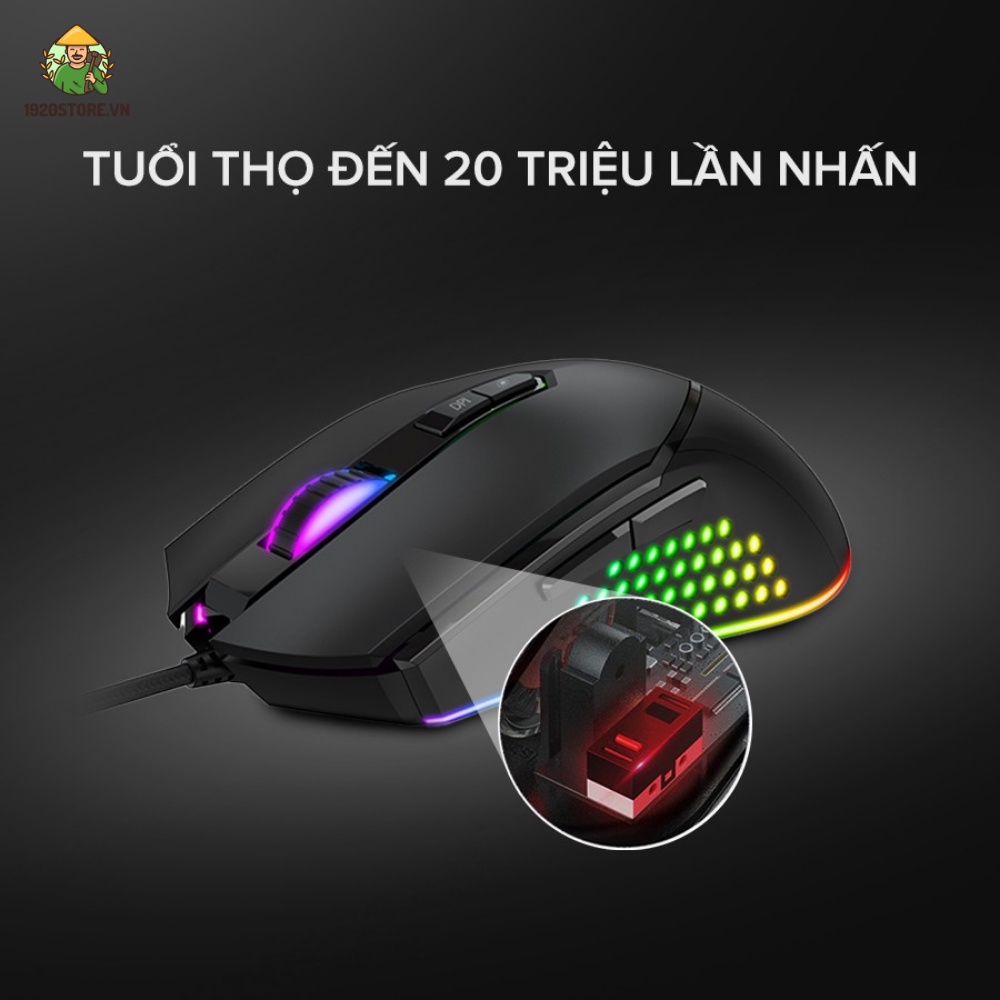 Chuột Gaming HAVIT MS814, 16 Triệu Màu RGB, 6 Chế Độ DPI, Tích Hợp 7 Nút Điều Chỉnh - Chính Hãng BH 12T