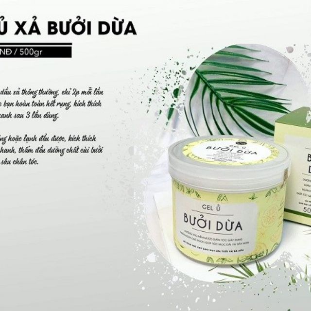 GEL Ủ BƯỞI DỪA SIÊU MỀM MƯỢT, KÍCH THÍCH TÓC MỌC DÀI