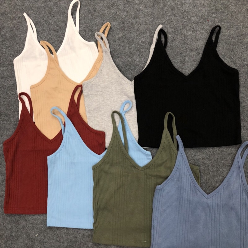 Áo hai dây croptop cotton dây áo điều chỉnh hàng xuất xịn