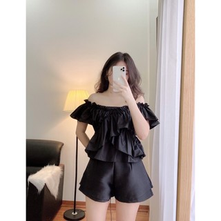 Áo viền bèo đen