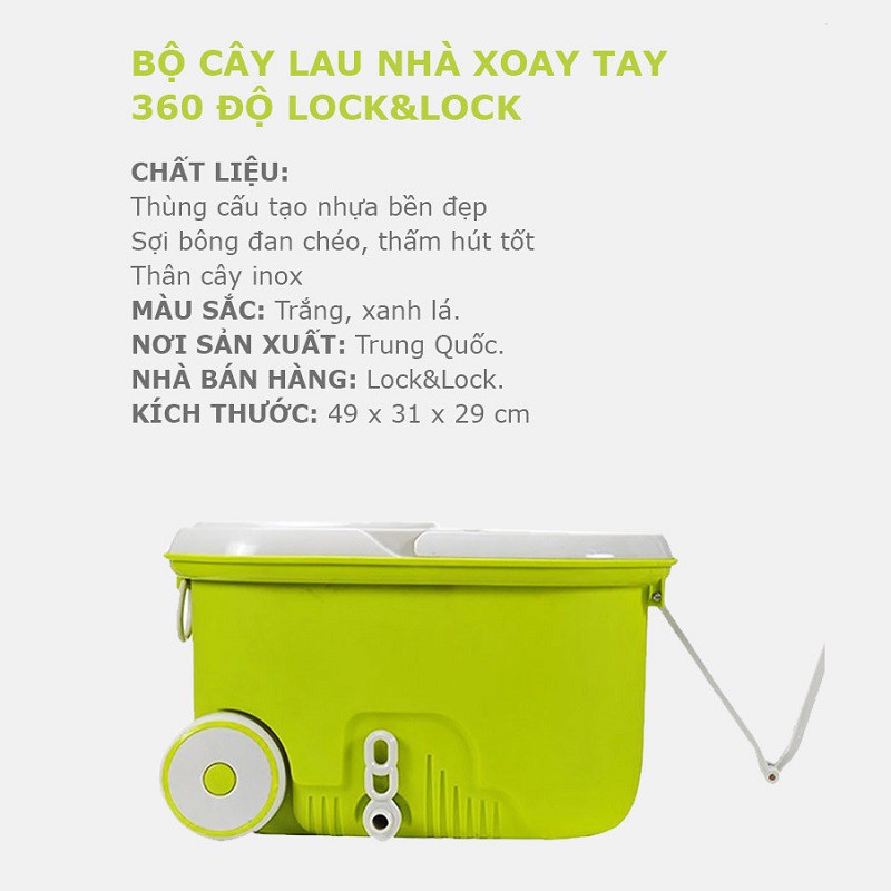 Bộ lau nhà 360 độ lồng vắt inox Lock&Lock Walkable MOP-L003