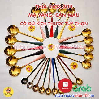 Muỗng thìa inox 304 mạ vàng cán dài nhiều màu sang chảnh hàng cao cấp