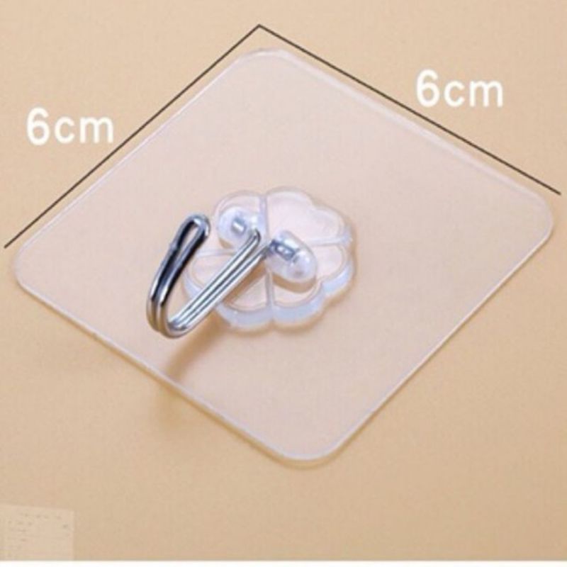 Móc dán tường siêu dính, chịu lựu, màu trong suốt, kích thước 6*6cm