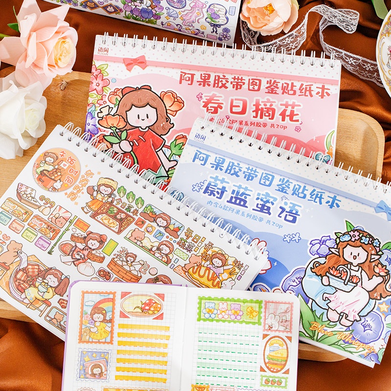 Sticker Dán Trang Trí Sổ Tay DIY Hình Cô Gái Dễ Thương Có 2 Kiểu
