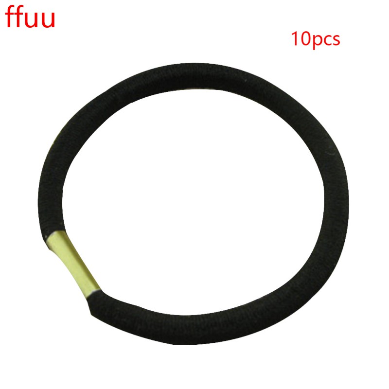 Set 10 dây buộc tóc đàn hồi màu đen đơn giản dành cho nữ bé gái