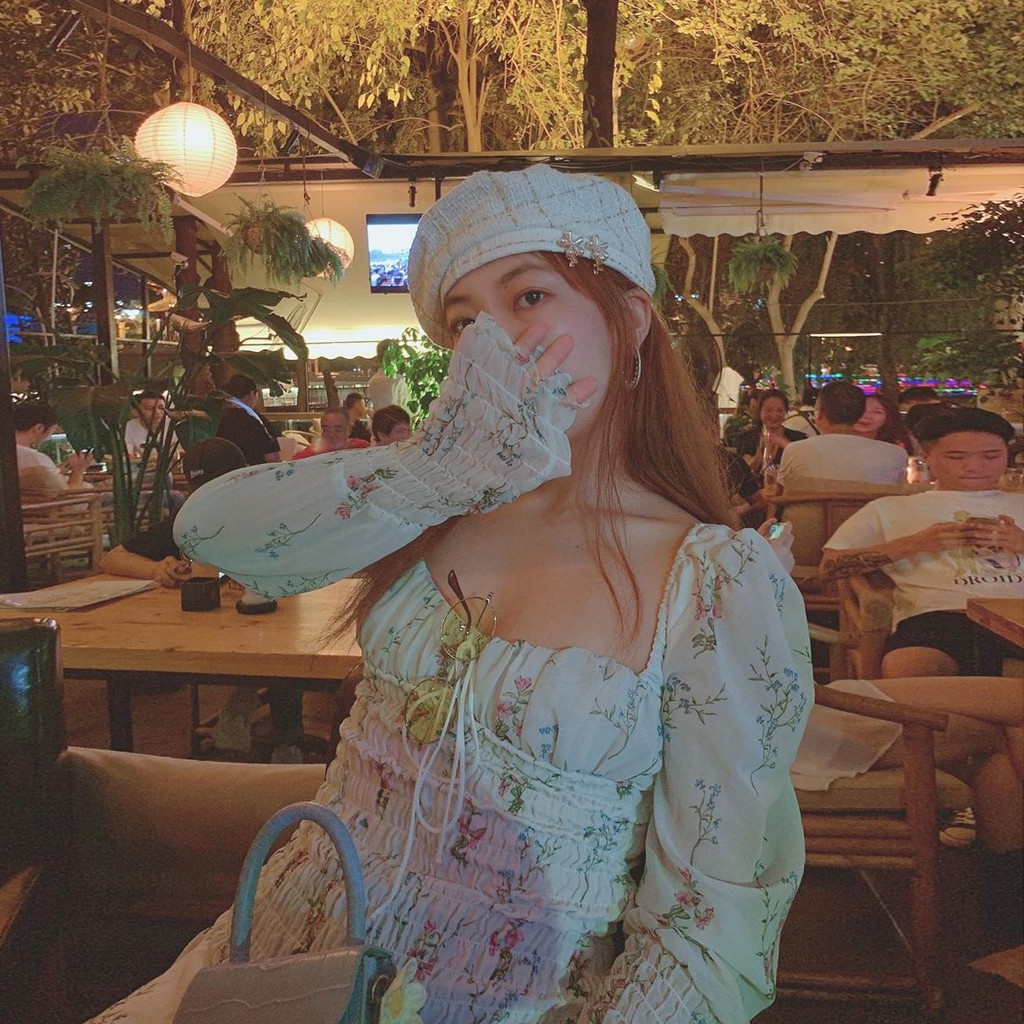 Đầm dáng xòe hoa nhí tay dài Emilyshop ulzzang