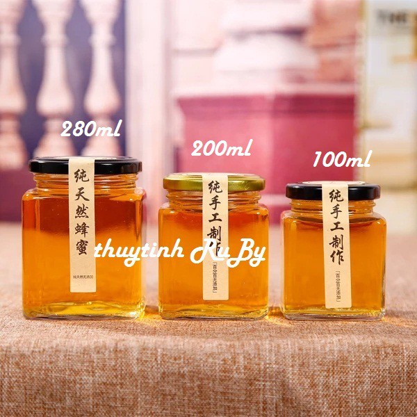 Hũ lọ thủy tinh Vuông 100ml Đựng Thực Phẩm, Hủ Đựng mật ong, Lo Gia vị thủy tinh đựng khô