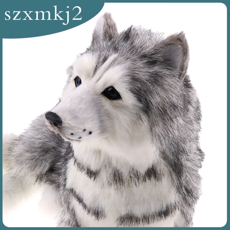 Mô Hình Chú Chó Husky Bằng Lông Nhân Tạo Dễ Thương Dùng Trang Trí Nhà Cửa 2
