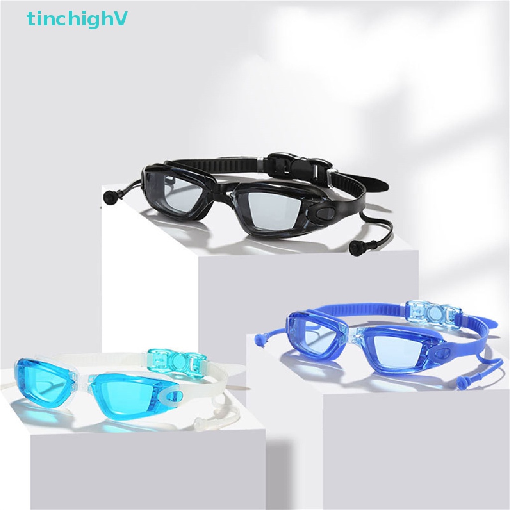 Kính Bơi Chuyên Nghiệp Chống Sương Mù &amp; Nước Bằng Silicone Có Nút Bịt Tai Cho Người Lớn