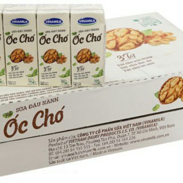 Lốc 4 hộp sữa đậu nành hạt Óc chó Vinamilk hộp 180ml