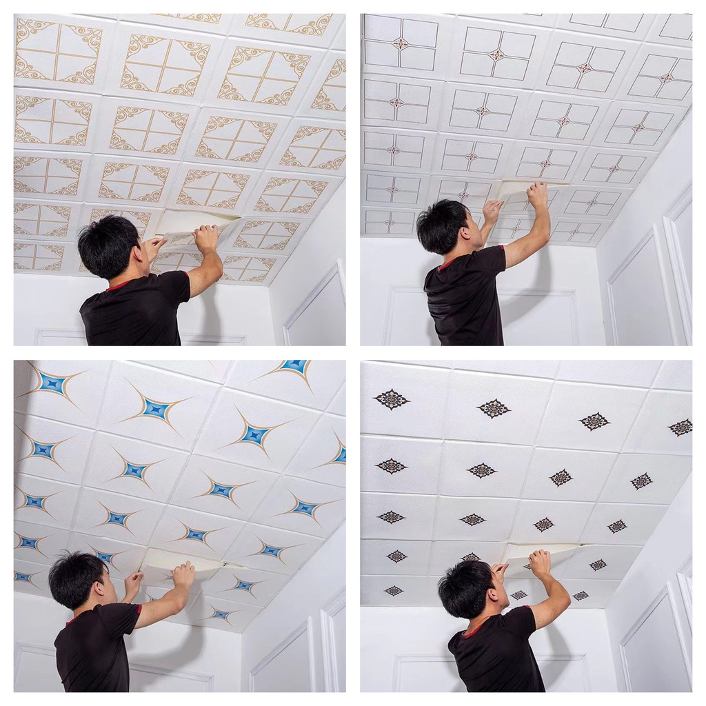 Giấy Dán Trần Nhà Tự Dính 3D Chống Thấm Nước Trang Trí Đa Ứng Dụng