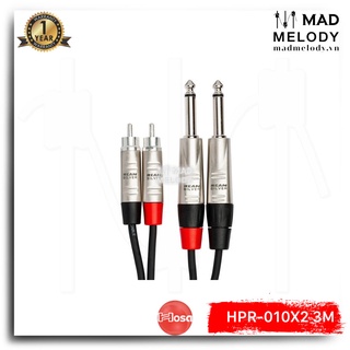 Hosa Pro Stereo Interconnect HPR-010X2 (3m) (REAN 2 1/4in TS - 2RCA) [Dây cáp loa 6.35mm TS bông sen, NEW & chính hãng]
