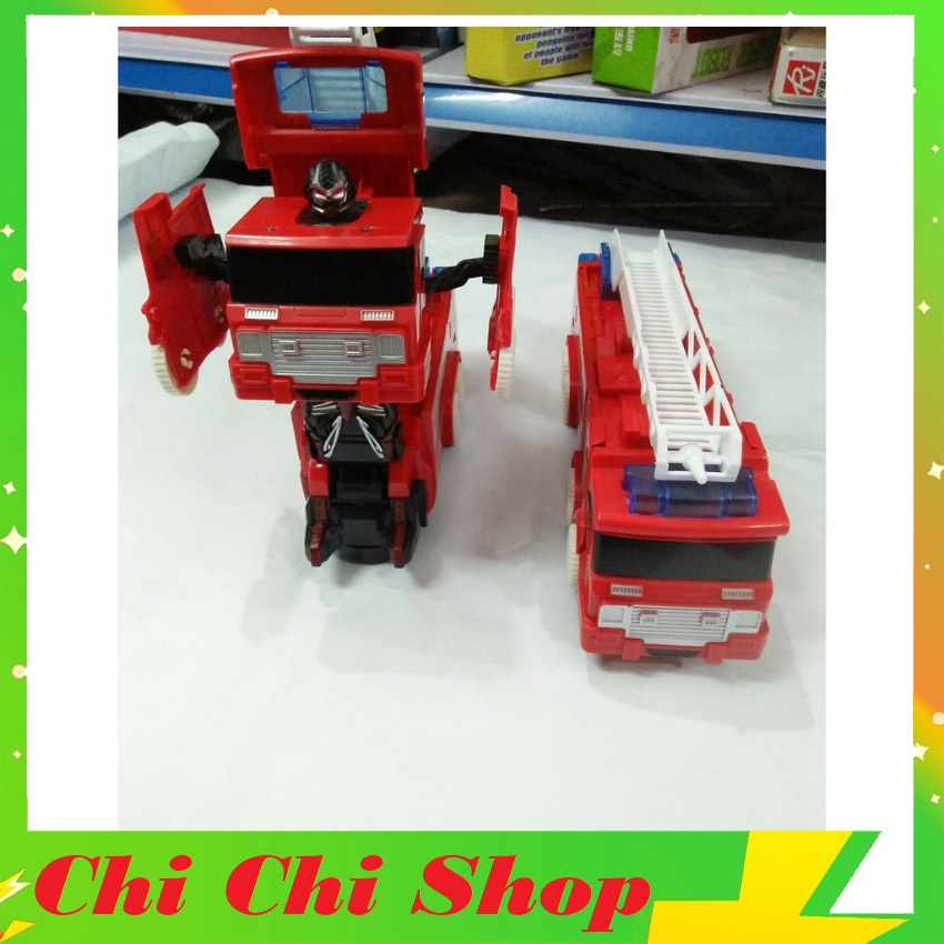 Đồ Chơi Xe Cứu Hỏa Biến Hình Robot Phát Sáng Phát Nhạc Vui Nhộn, Còi Hú Khẩn Cấp