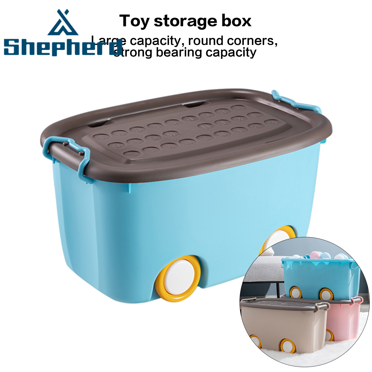 Shepherd PP Large Capacity Load-Bearing Stacked Children Toys Storage Box with Wheels