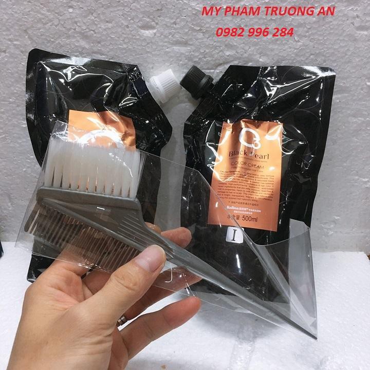 Combo Thuốc Nhuộm Đen Phủ Bạc Thảo Dược Không Dinh Da Đầu và chổi vào thuốc