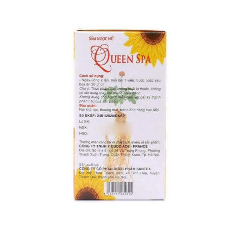Viên uống đẹp da sâm tố nữ Queen spa giúp làm đẹp da tăng cường nội tiết tố nữ