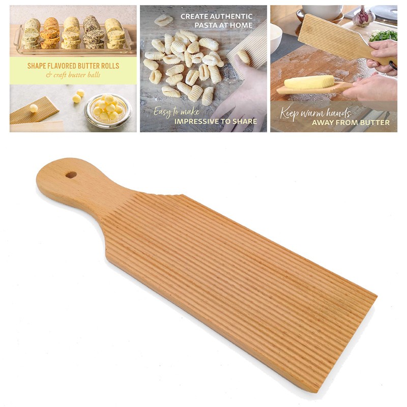 Tấm gỗ dùng món gnocchi pasta / mì họa tiết sọc dọc tiện dụng