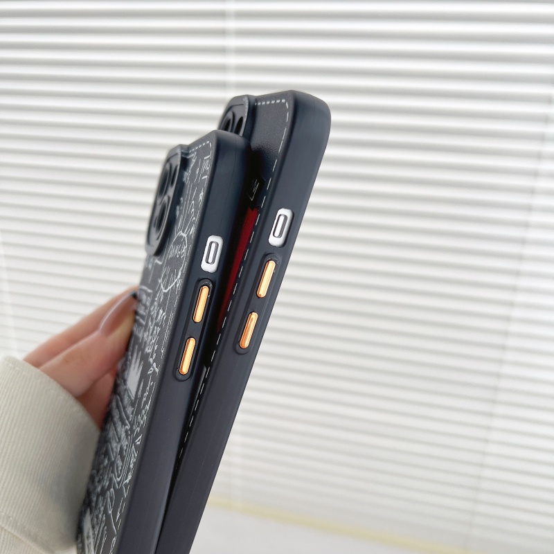 Ốp Điện Thoại Da Họa Tiết Basquiat Cho iPhone 13 Pro Max 12 11 Mini X Xs Max Xr SE2 7 8 Plus