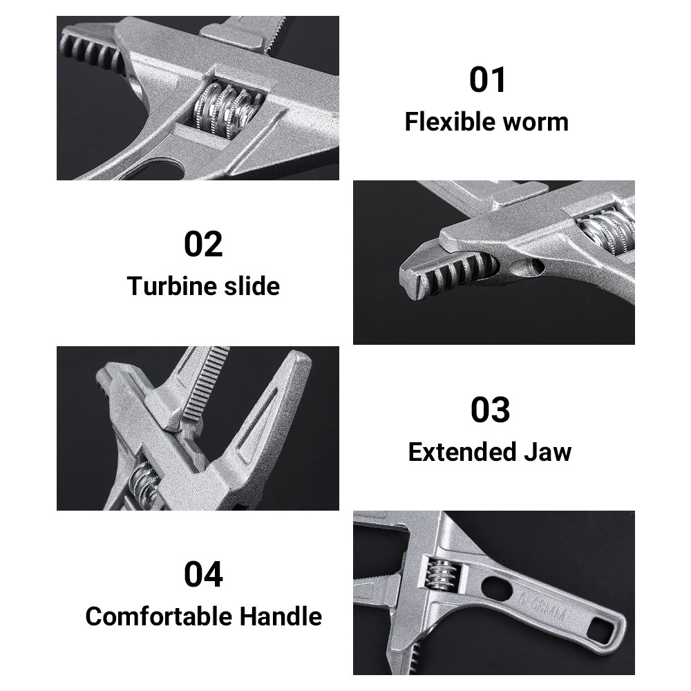 EKEZ Cờ lê Mỏ Lết Vạn Năng Tay Cầm Ngắn Bằng Hợp Kim Nhôm Điều Chỉnh Được Dùng Để Vặn Ống Nước Sửa Chữa Nhà Tắm