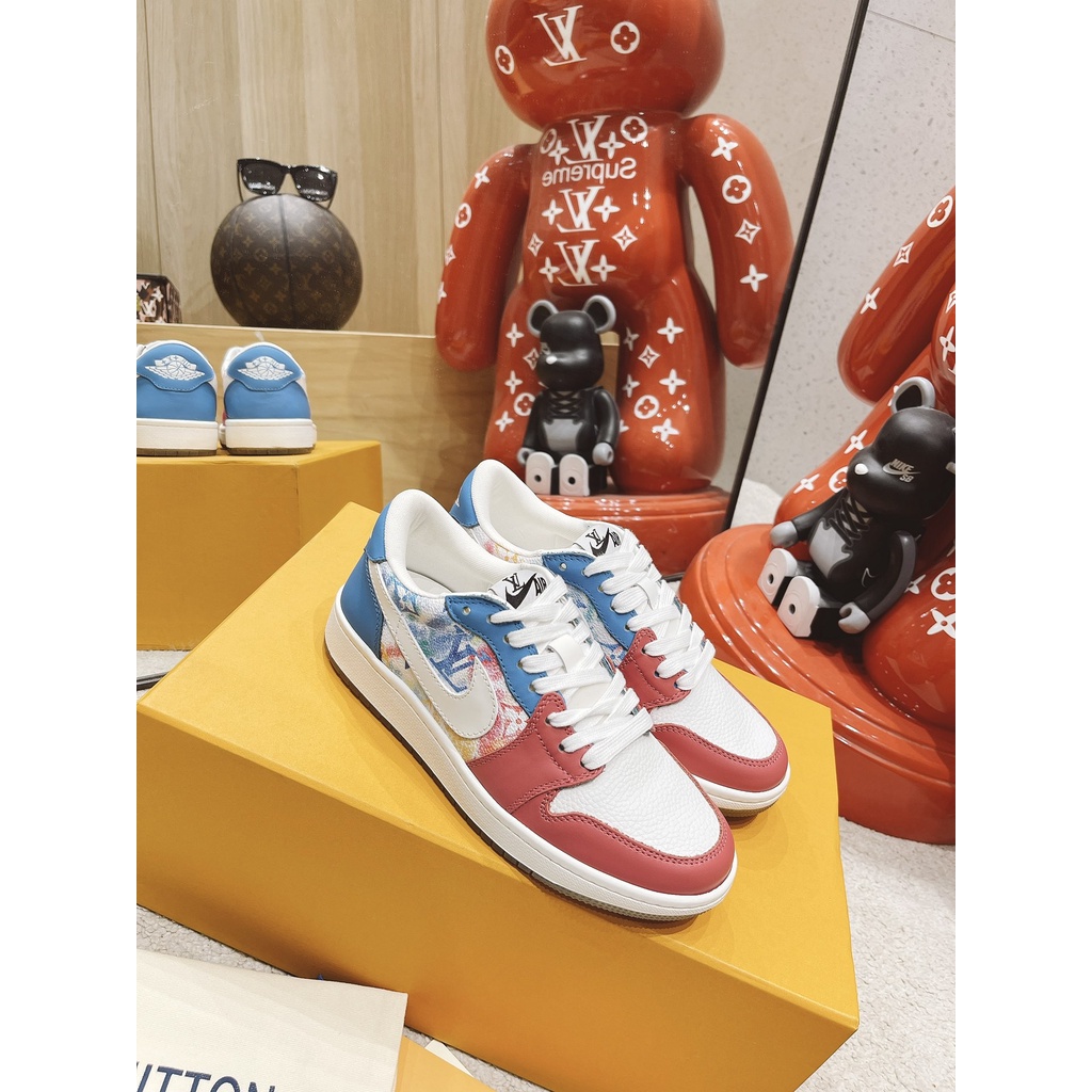 Giày sneaker nam/nữ da thật Louis Vuitton LV kiểu dáng năng động, trẻ trung